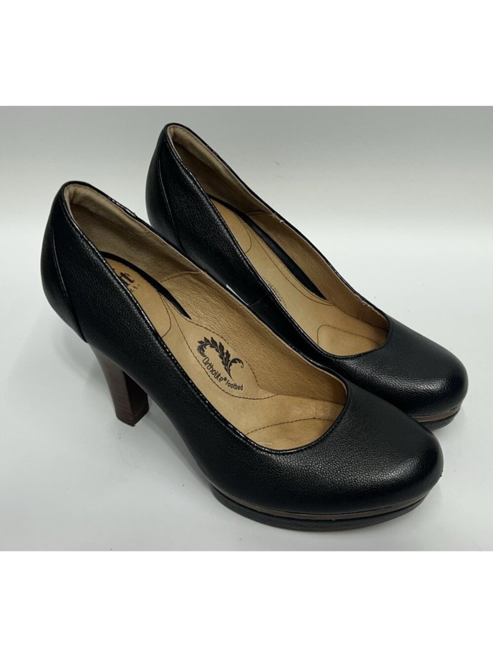 Sofft Premier Mandy Platform Heels Size 8.5 Black Leather Ortholite Footbed